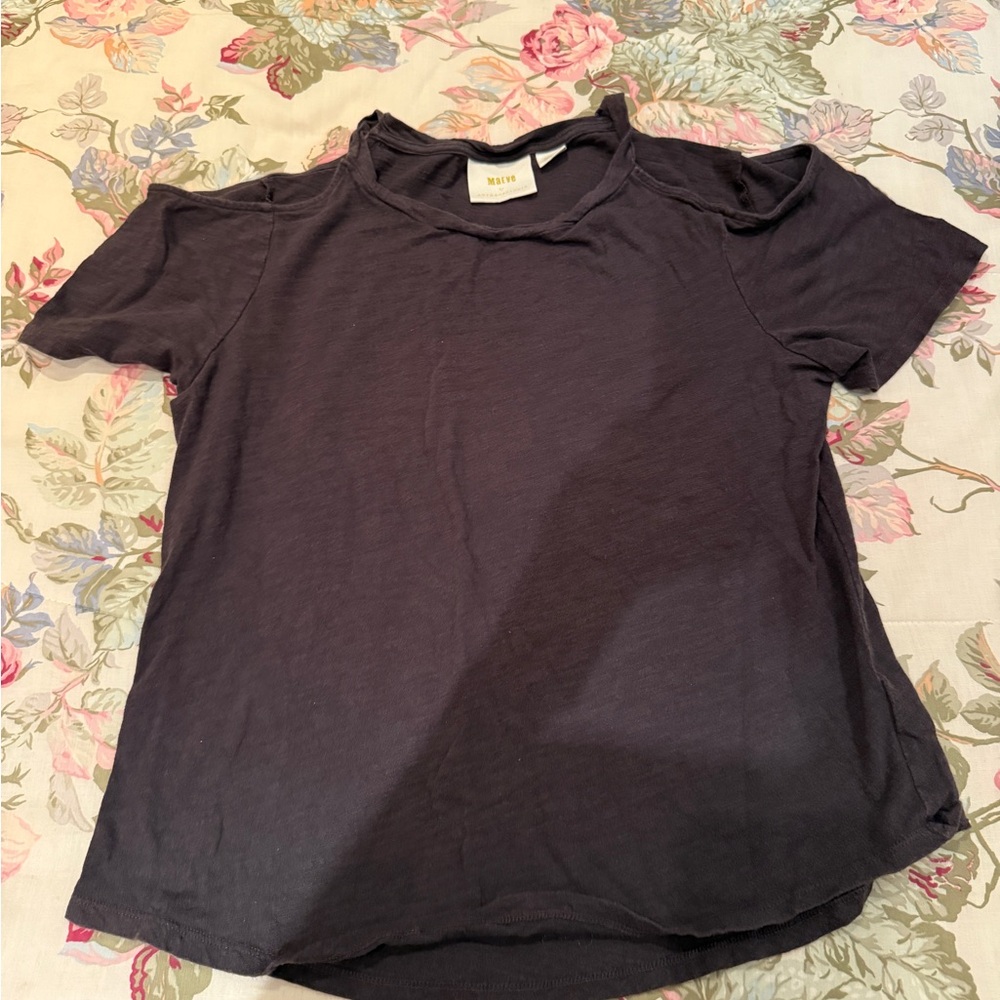 Anthropologie Women's Dark Gray Short Sleeve Tee